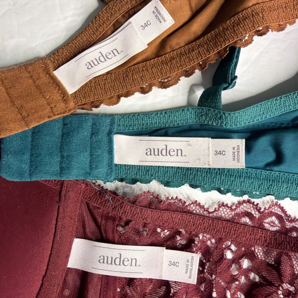 Auden Women’s 34C Bra The Daydreamer Push-up Lace Burgundy Teal Brown Padded - Picture 9 of 11